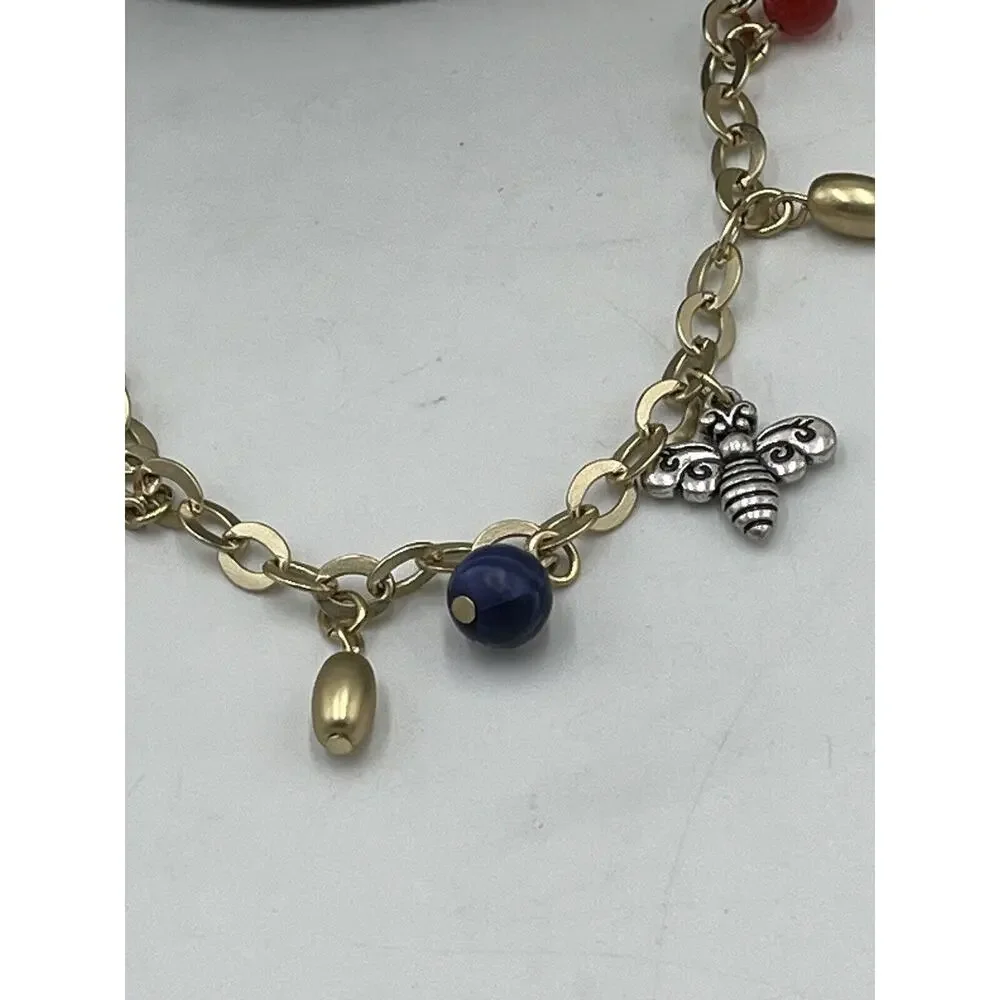 Chicos Gold Tone with Silver Tone (NWT Charms Dangle Double Strand Necklace New‎